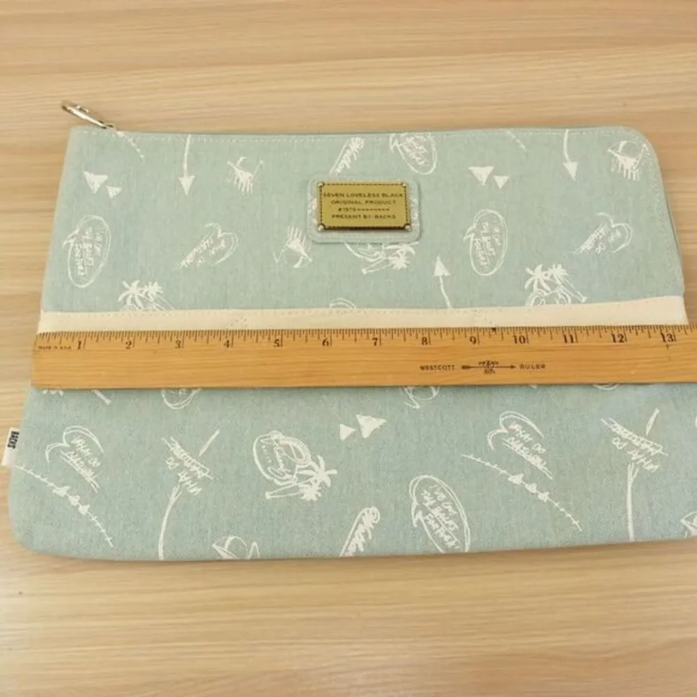 Laptop 13 Clutch Portfolio Bag Large Light Blue Cotton Document‎ Preppy BACKS